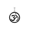 Sterling Silver Hindu Om Pendant with Black Enamel (30 x 22 mm)