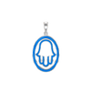 Sterling Silver Hamsa Pendant with Blue Enamel (35 x 19 mm)