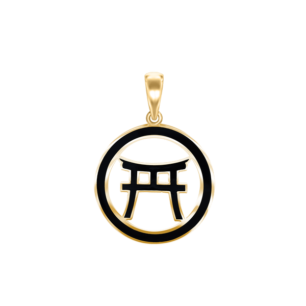 14K Gold Torii Gate Pendant (30 x 22 mm)