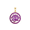 Sterling Silver Hinduism Lotus Pendant with Purple Enamel (30 x 22 mm)