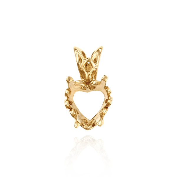 Heart Shape Four Prong Filigree Pendants in 14K Gold (4.00 x 4.00 mm - 20.00 x 20.00 mm)