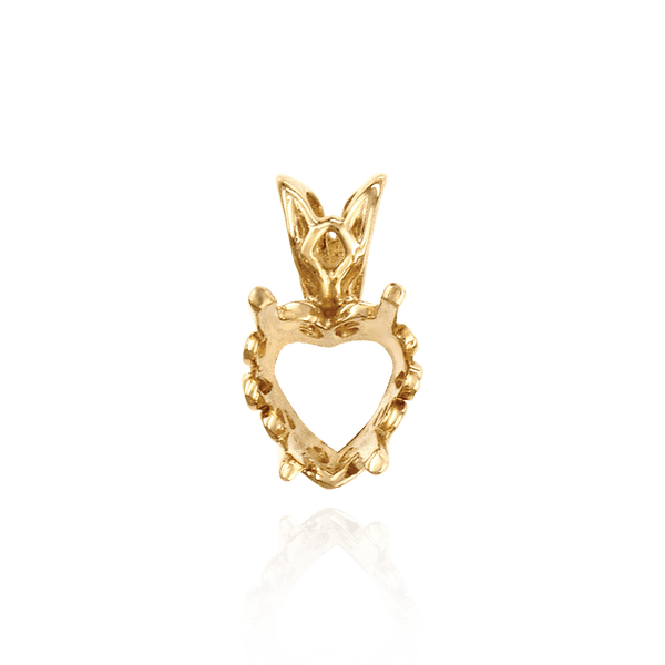 14K Gold Heart Shape Four Prong Filigree Pendants in 14K Gold (4.00 x 4.00 mm - 20.00 x 20.00 mm)
