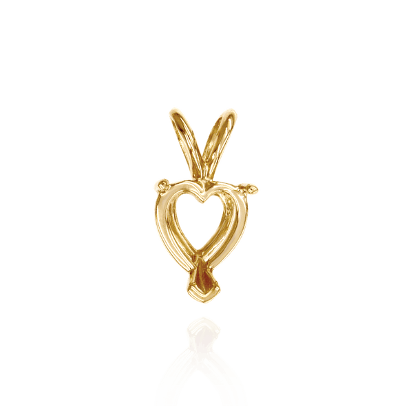 14K Gold Heart Shape V-End Double Wire Pendants in 14K Gold (3.00 x 3.00 mm - 10.00 x 8.00 mm)
