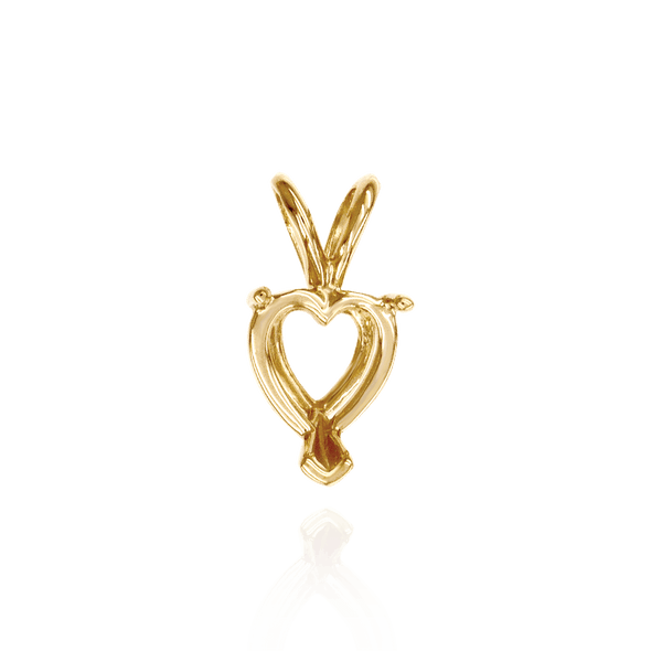 Heart Shape V-End Double Wire Pendants in 14K Gold (3.00 x 3.00 mm - 10.00 x 8.00 mm)