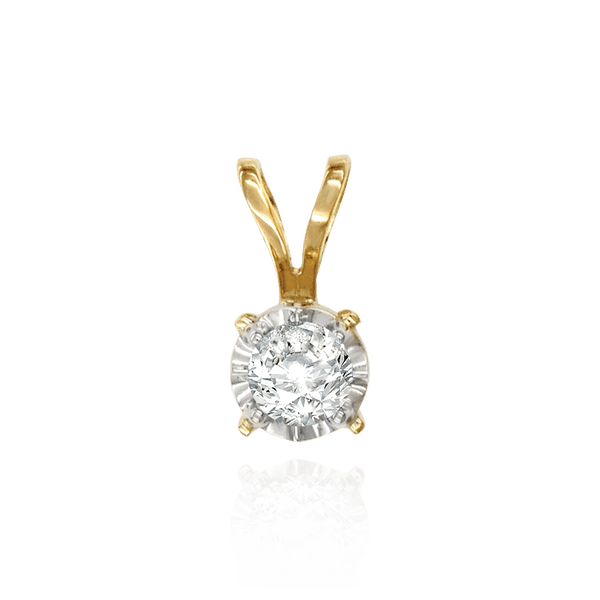 Round Four Prong Illusion Pendants in 14K Gold (1.00 mm - 4.00 mm)
