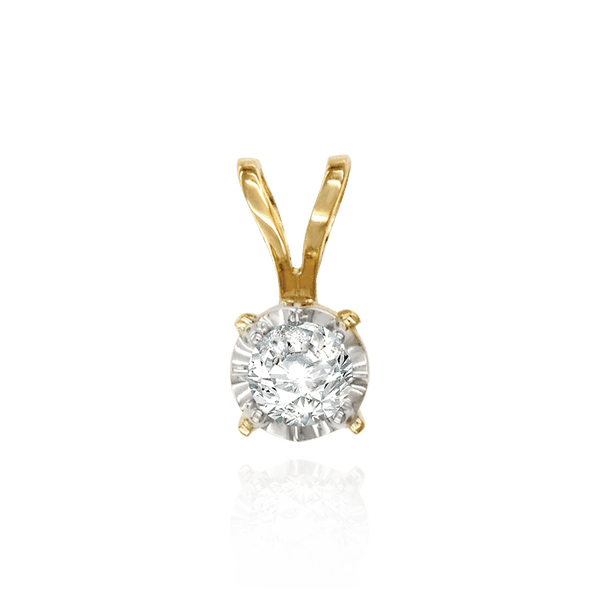 Round Four Prong Illusion Pendants in 14K Gold (1.00 mm - 4.00 mm)