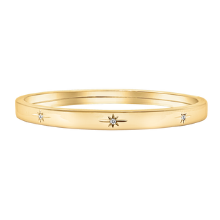 Hinged Bangle Bracelet with Starburst Design in Gold Filled
