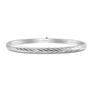 Bangle Bracelet with Diamond Cut Design in Sterling Silver