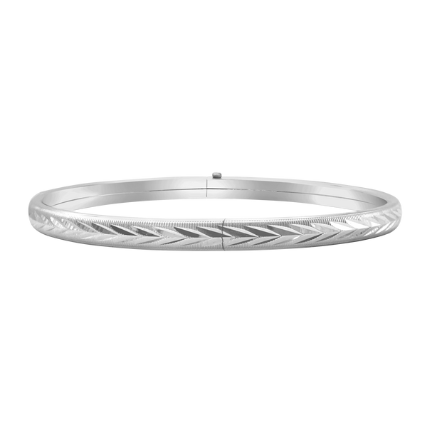 Bangle Bracelet with Diamond Cut Design in Sterling Silver