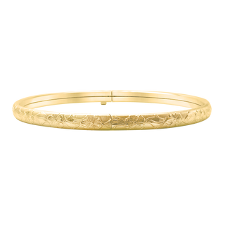 Bangle Bracelet with Floral Design in Gold Filled