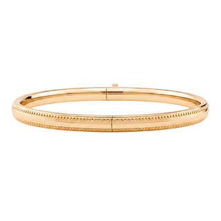 Hinged Bangle Bracelet with Beaded Edge in Gold Filled