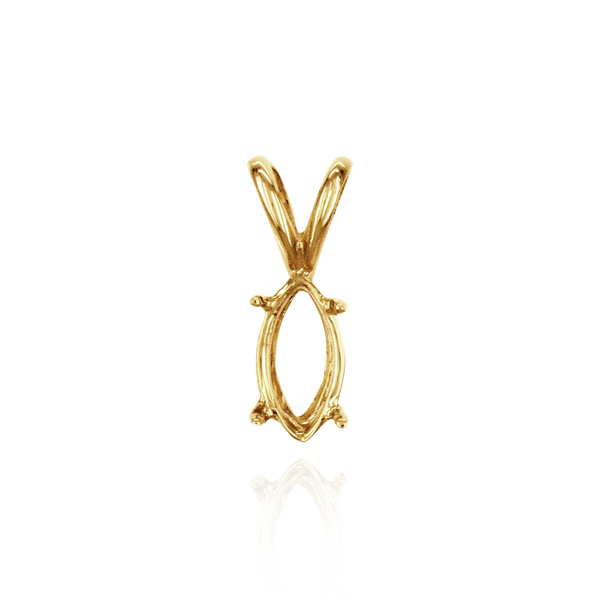 14K Gold Marquise Shape Four Prong Double Wire Pendants in 14K Gold (5.00 x 3.00 mm - 12.00 x 6.00 mm)