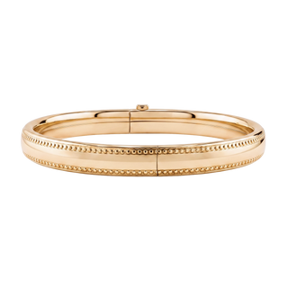 Hinged Bangle Bracelet with Beaded Edge in Gold Filled