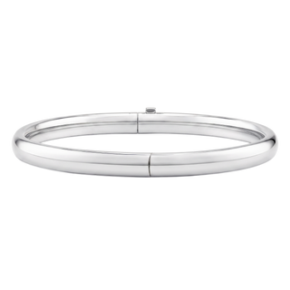 Hinged Bangle Bracelet with Smooth Design in Sterling Silver