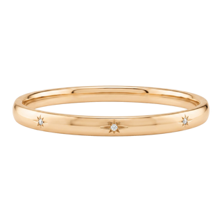 Hinged Bangle Bracelet with Starburst Design in Gold Filled