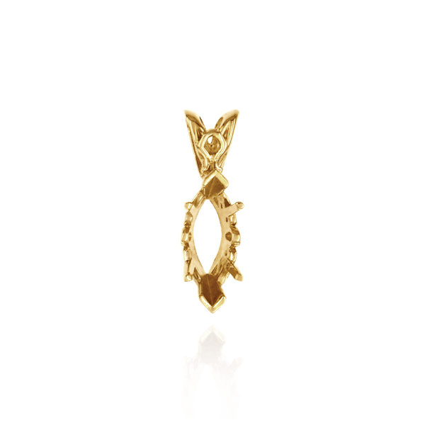 Marquise Shape V-end and Four Prong Filigree Pendants in 14K Gold (5.00 x 3.00 mm - 20.00 x 10.00 mm)