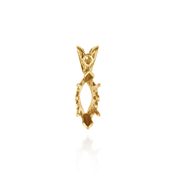 Marquise Shape V-end and Four Prong Filigree Pendants in 14K Gold (5.00 x 3.00 mm - 20.00 x 10.00 mm)