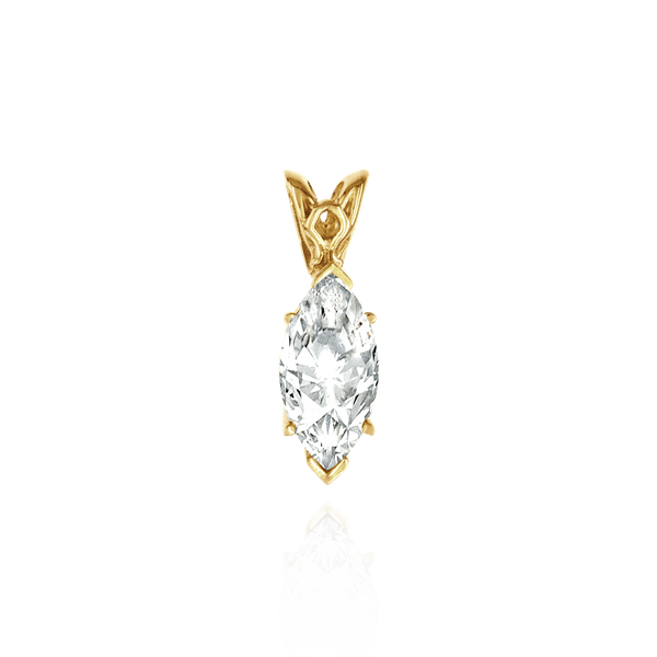 Marquise Shape V-end and Four Prong Filigree Pendants in 14K Gold (5.00 x 3.00 mm - 20.00 x 10.00 mm)