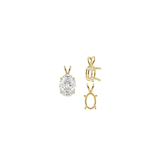 Oval Four Prong Double Wire Pendants in 14K Gold (4.50 x 3.50 mm - 18.00 x 13.00 mm)