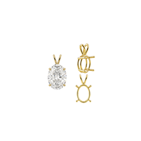 Oval Four Prong Double Wire Pendants in 14K Gold (4.50 x 3.50 mm - 18.00 x 13.00 mm)