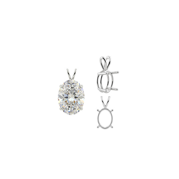 Oval Four Prong Double Wire Pendants in Sterling Silver (4.50 x 3.50 mm - 18.00 x 13.00 mm)
