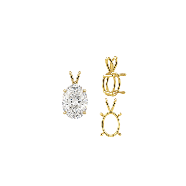 Oval Four Prong Double Wire Pendants in 14K Gold (4.50 x 3.50 mm - 18.00 x 13.00 mm)