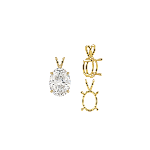Oval Four Prong Double Wire Pendants in 14K Gold (4.50 x 3.50 mm - 18.00 x 13.00 mm)