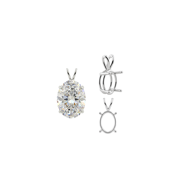 Oval Four Prong Double Wire Pendants in Sterling Silver (4.50 x 3.50 mm - 18.00 x 13.00 mm)