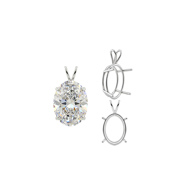 Oval Four Prong Double Wire Pendants in Sterling Silver (4.50 x 3.50 mm - 18.00 x 13.00 mm)