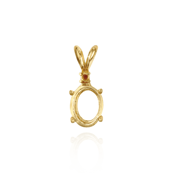 Oval Four Prong Double Wire Pendants With 1 Accent in 14K Gold (5.00 x 3.00 mm - 12.00 x 10.00 mm)