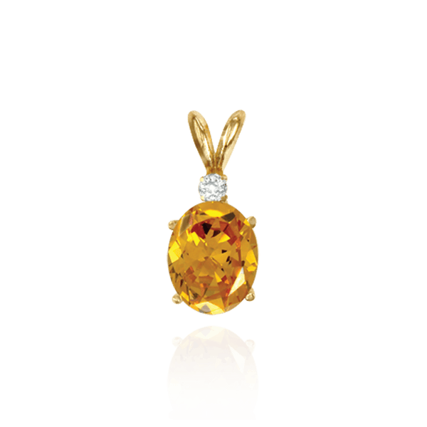 Oval Four Prong Double Wire Pendants With 1 Accent in 14K Gold (5.00 x 3.00 mm - 12.00 x 10.00 mm)