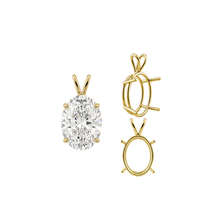 Oval Four Prong Double Wire Pendants in 14K Gold (4.50 x 3.50 mm - 18.00 x 13.00 mm)