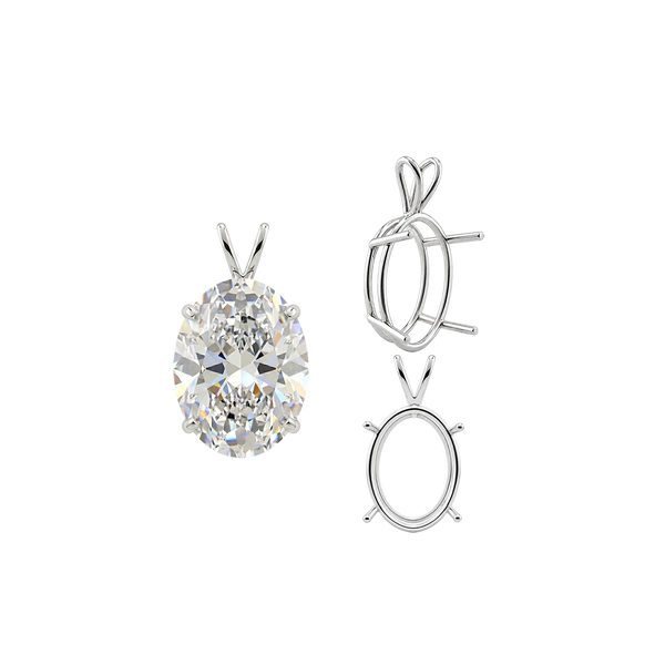 Oval Four Prong Double Wire Pendants in Sterling Silver (4.50 x 3.50 mm - 18.00 x 13.00 mm)