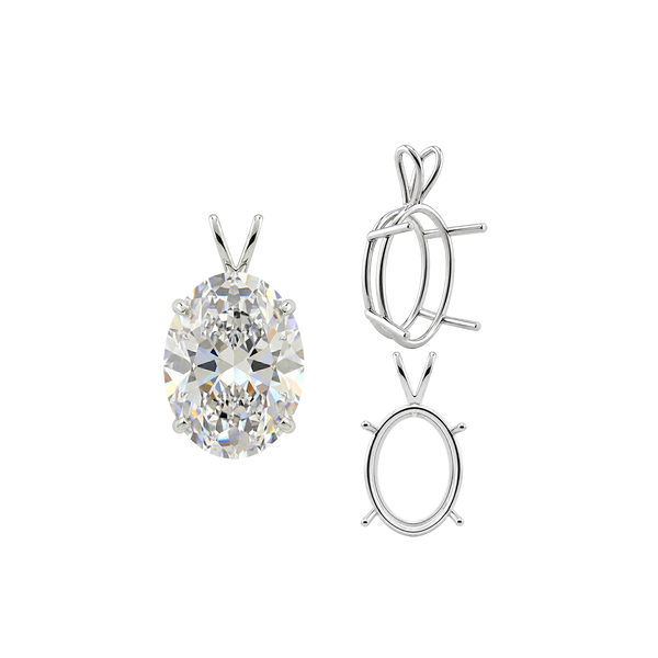 Oval Four Prong Double Wire Pendants in Sterling Silver (4.50 x 3.50 mm - 18.00 x 13.00 mm)