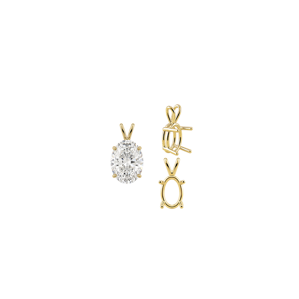 Oval Four Prong Double Wire Pendants in 14K Gold (4.50 x 3.50 mm - 18.00 x 13.00 mm)
