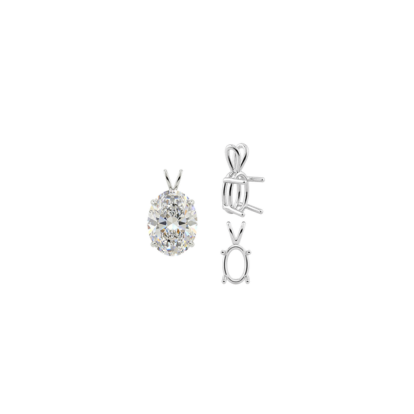 Oval Four Prong Double Wire Pendants in Sterling Silver (4.50 x 3.50 mm - 18.00 x 13.00 mm)