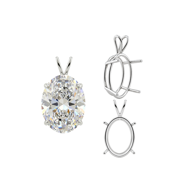 Oval Four Prong Double Wire Pendants in Sterling Silver (4.50 x 3.50 mm - 18.00 x 13.00 mm)