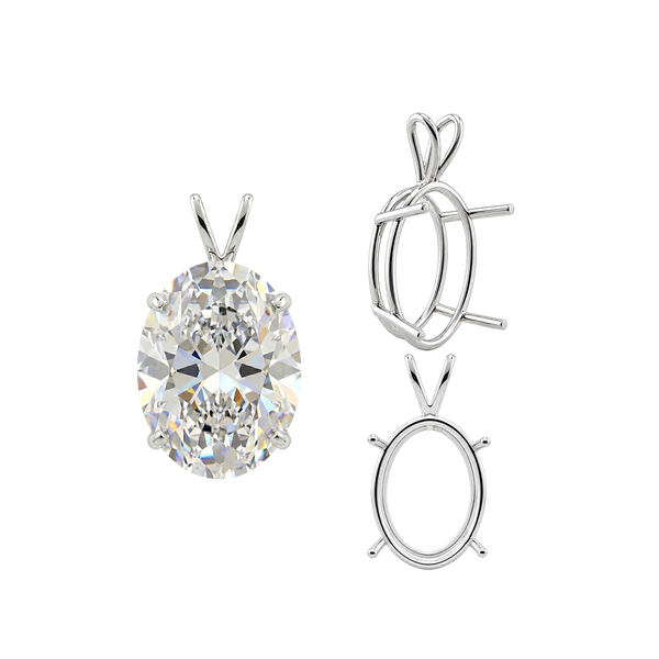 Oval Four Prong Double Wire Pendants in Sterling Silver (4.50 x 3.50 mm - 18.00 x 13.00 mm)