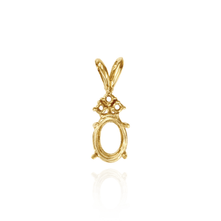 Oval Four Prong Double Wire Pendants With 3 Accents in 14K Gold (4.00 x 3.00 mm - 12.00 x 10.00 mm)
