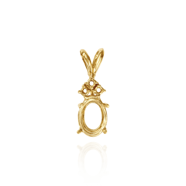 Oval Four Prong Double Wire Pendants With 3 Accents in 14K Gold (4.00 x 3.00 mm - 12.00 x 10.00 mm)