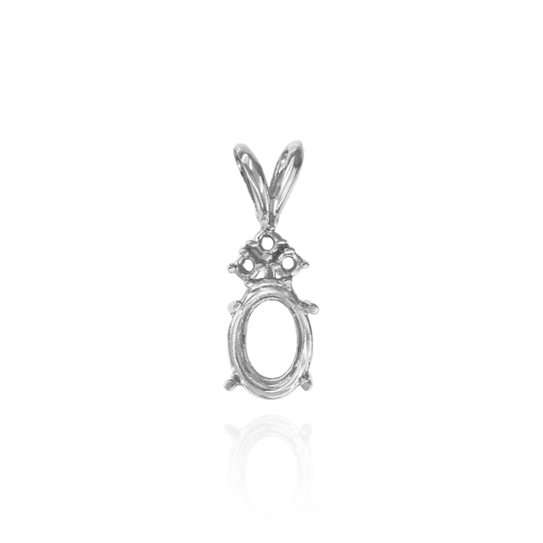 Oval Four Prong Double Wire Pendants With 3 Accents in 14K Gold (4.00 x 3.00 mm - 12.00 x 10.00 mm)