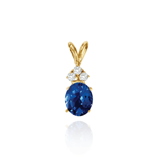 Oval Four Prong Double Wire Pendants With 3 Accents in 14K Gold (4.00 x 3.00 mm - 12.00 x 10.00 mm)