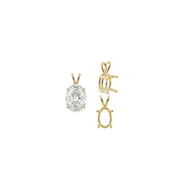 Oval Four Prong Double Wire Pendants in 14K Gold (4.50 x 3.50 mm - 18.00 x 13.00 mm)