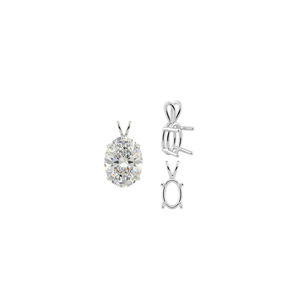 Oval Four Prong Double Wire Pendants in Sterling Silver (4.50 x 3.50 mm - 18.00 x 13.00 mm)