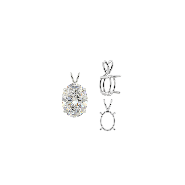 Oval Four Prong Double Wire Pendants in Sterling Silver (4.50 x 3.50 mm - 18.00 x 13.00 mm)