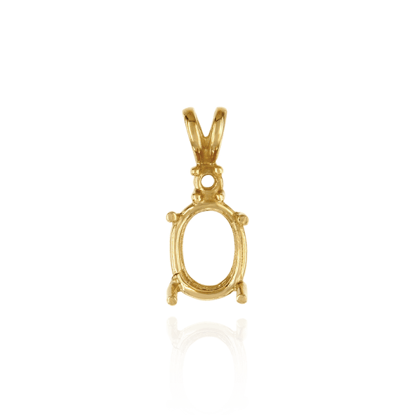 Oval Four Prong Double Wire Heavy Pendants With 1 Accent in 14K Gold (4.50 x 3.50 mm - 21.50 x 16.50 mm)