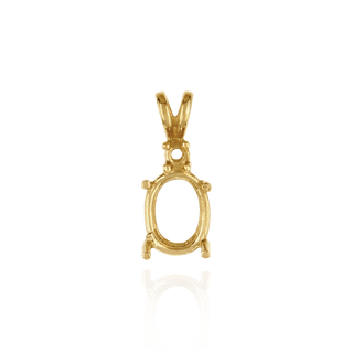 Oval Four Prong Double Wire Heavy Pendants With 1 Accent in 14K Gold (4.50 x 3.50 mm - 21.50 x 16.50 mm)