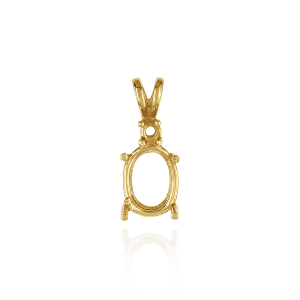 Oval Four Prong Double Wire Heavy Pendants With 1 Accent in 14K Gold (4.50 x 3.50 mm - 21.50 x 16.50 mm)