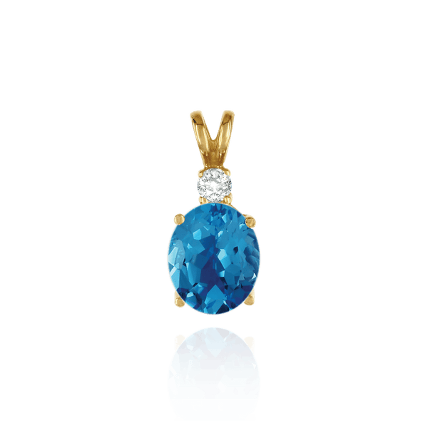 Oval Four Prong Double Wire Heavy Pendants With 1 Accent in 14K Gold (4.50 x 3.50 mm - 21.50 x 16.50 mm)