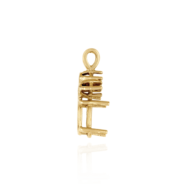 Oval Four Prong Double Wire Heavy Pendants With 3 Accents in 14K Gold (4.50 x 3.50 mm - 22.00 x 17.00 mm)